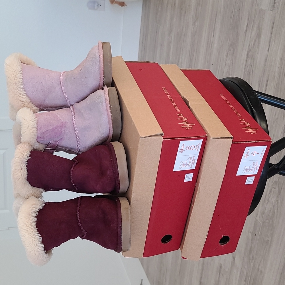 Style & Co Women's Tiny Suede Faux Fur Lined Winter Boots.Size 5pink and 7burgun